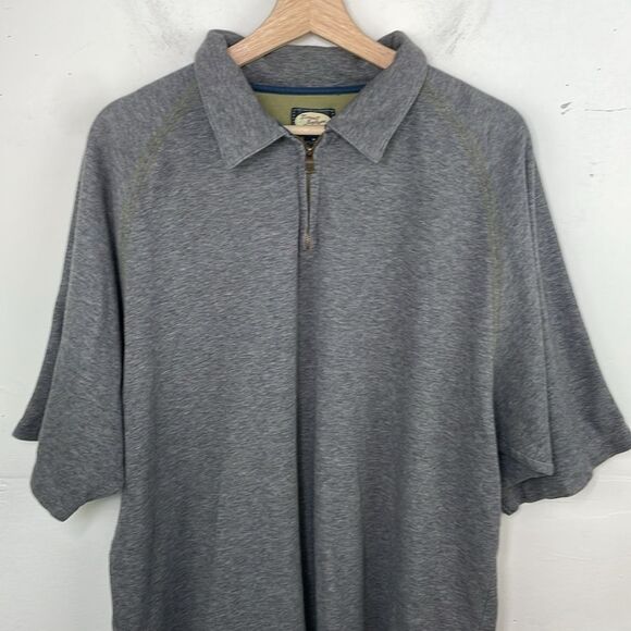 Tommy Bahama Gray Polo with Zip Collar - Picture 2 of 12
